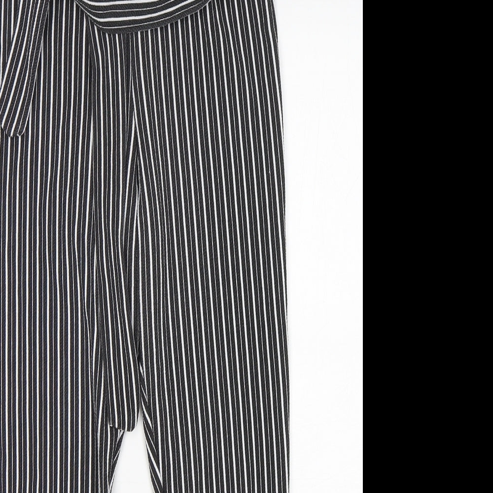 PRETTYLITTLETHING Womens Multicoloured Striped Polyester Trousers  Size 10 L26 in Regular