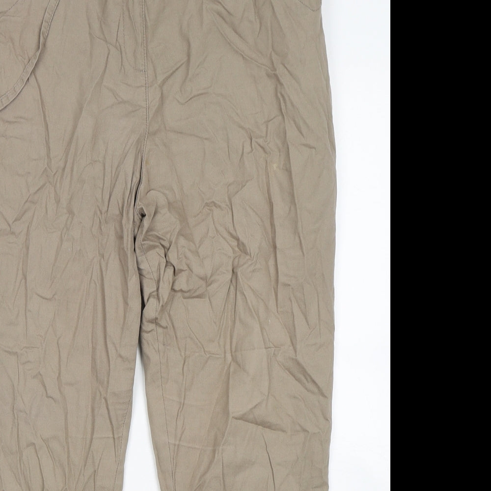 Marks and Spencer Womens Green  Cotton Trousers  Size 16 L26 in Regular Drawstring