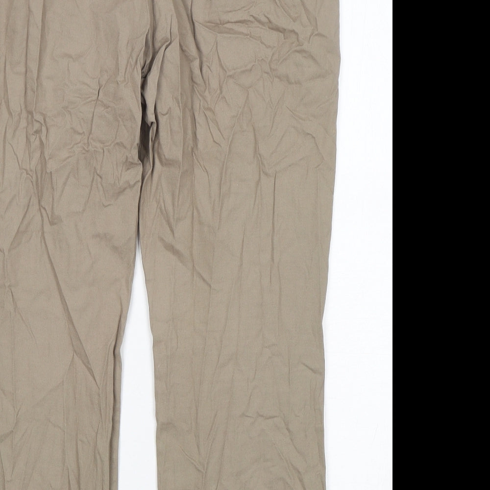 Marks and Spencer Womens Green  Cotton Trousers  Size 16 L26 in Regular Drawstring