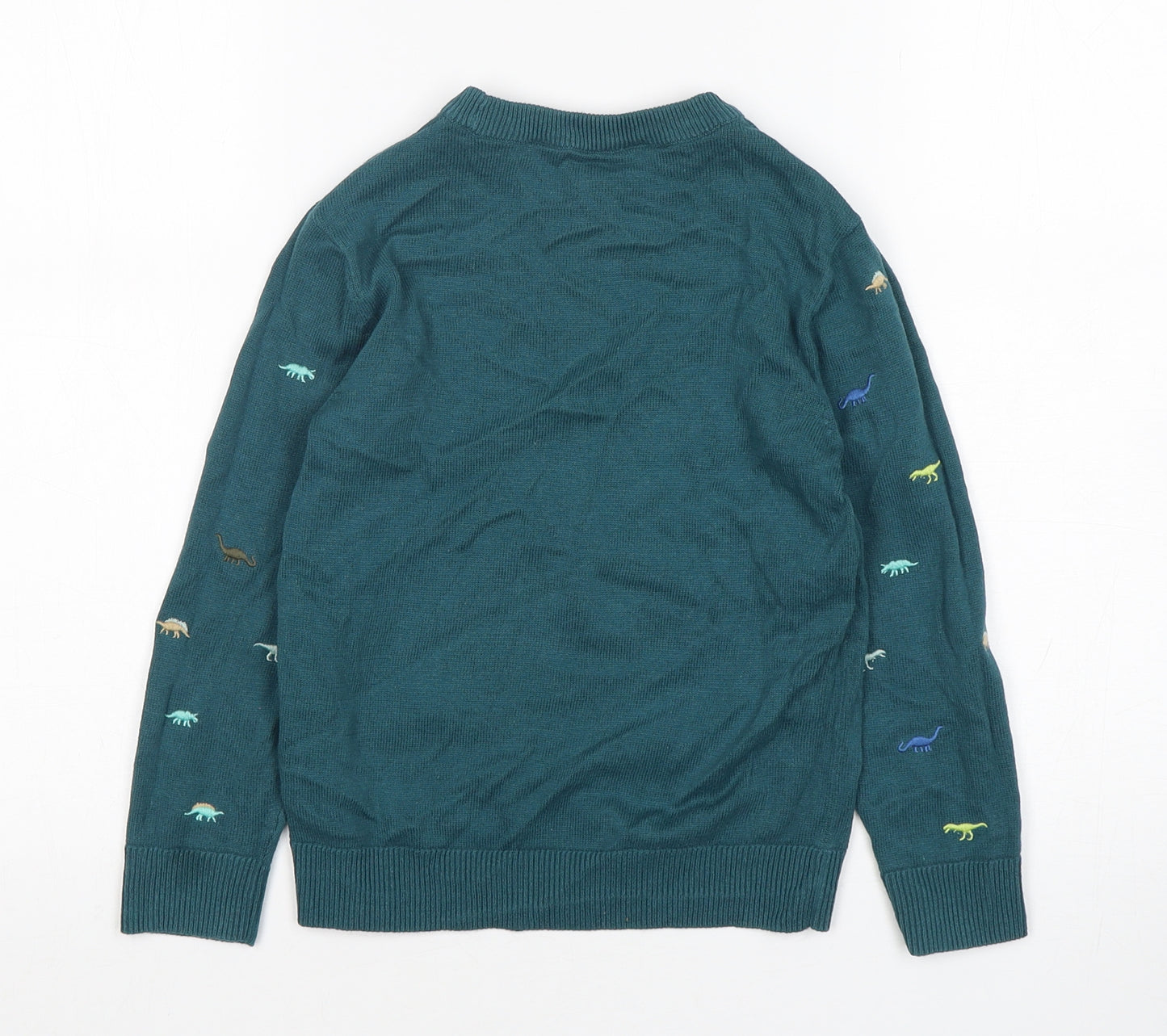 H&M Boys Green Round Neck  Cotton Pullover Jumper Size 5-6 Years  Pullover - Dinosaur Print