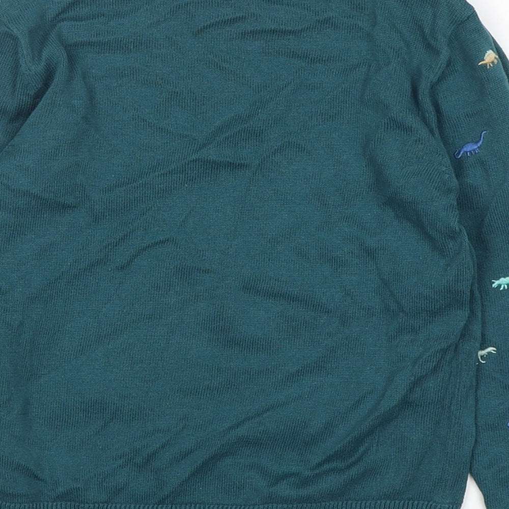 H&M Boys Green Round Neck  Cotton Pullover Jumper Size 5-6 Years  Pullover - Dinosaur Print