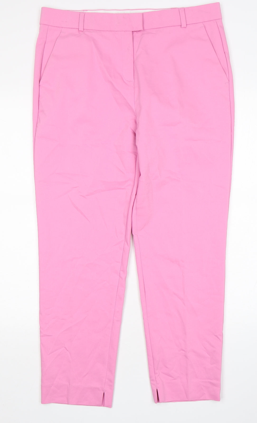 NEXT Womens Pink  Cotton Chino Trousers Size 14 L28 in Regular Hook & Eye
