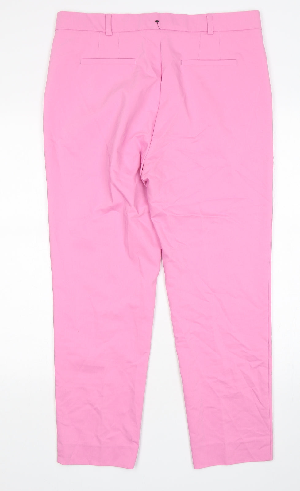 NEXT Womens Pink  Cotton Chino Trousers Size 14 L28 in Regular Hook & Eye