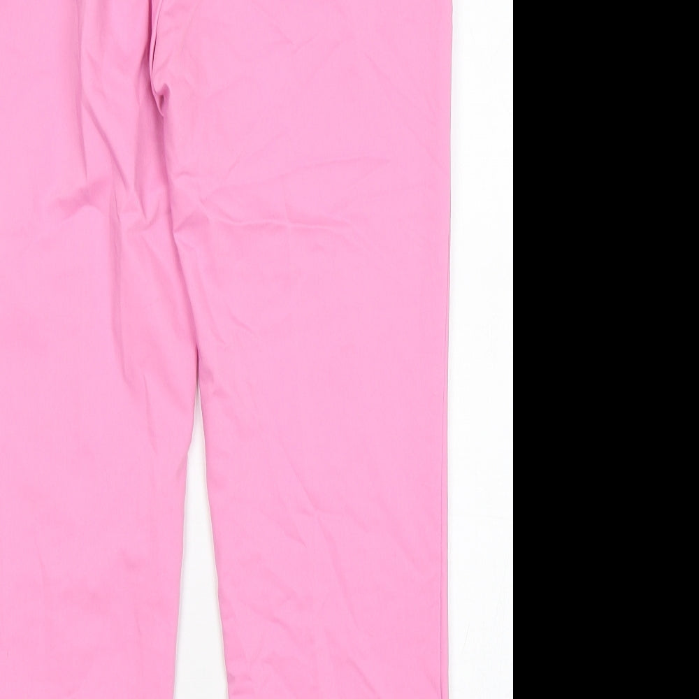 NEXT Womens Pink  Cotton Chino Trousers Size 14 L28 in Regular Hook & Eye