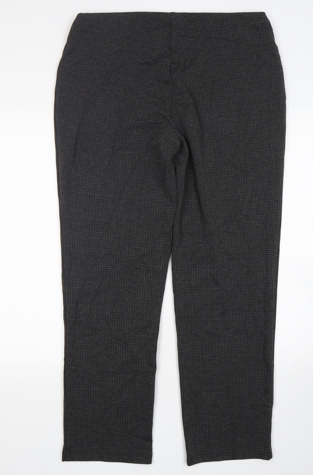 Marks and Spencer Womens Grey Houndstooth Viscose Trousers  Size 16 L30 in Regular