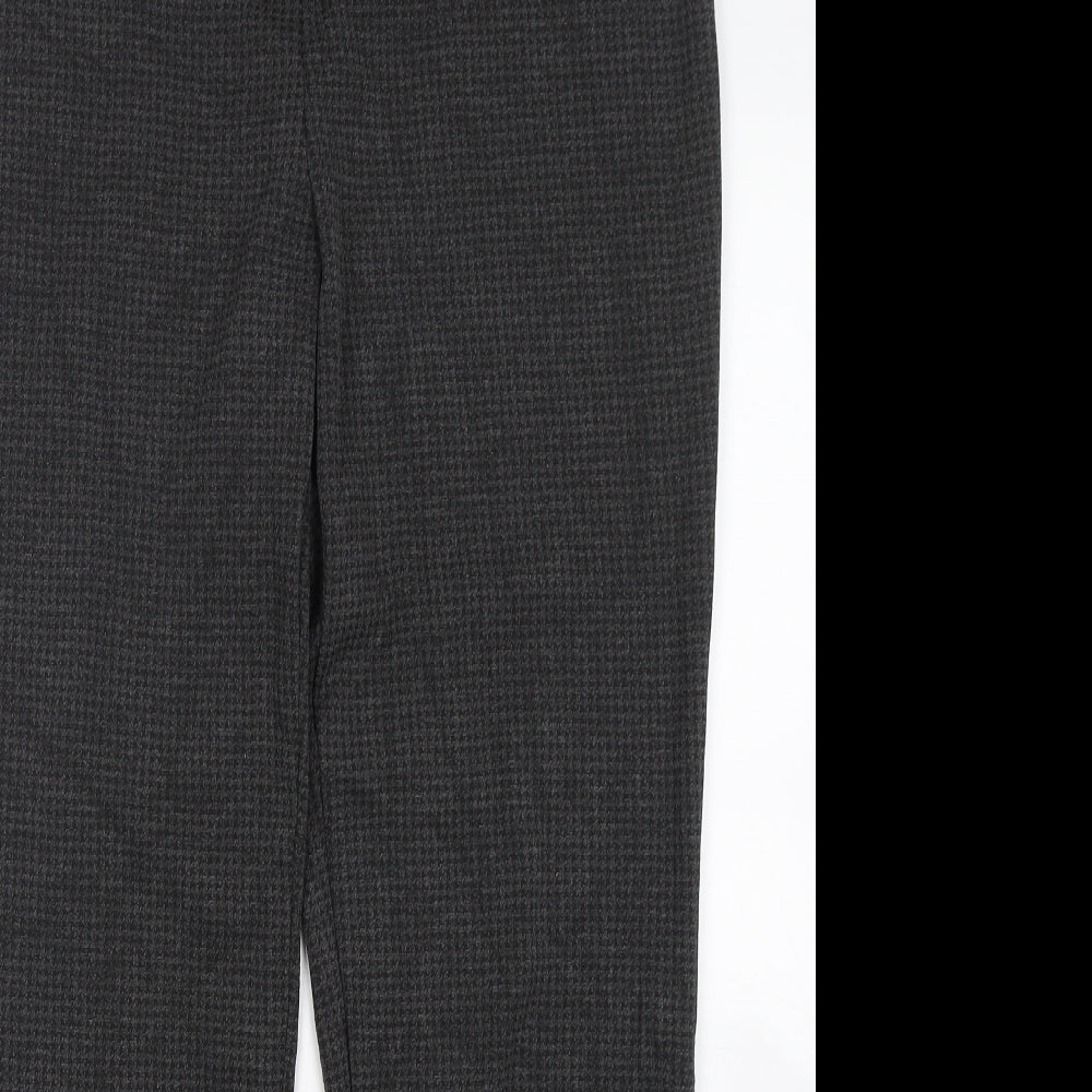 Marks and Spencer Womens Grey Houndstooth Viscose Trousers  Size 16 L30 in Regular
