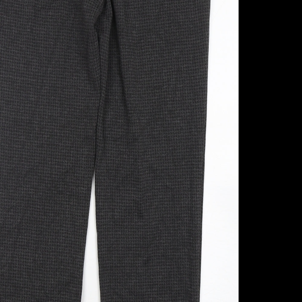 Marks and Spencer Womens Grey Houndstooth Viscose Trousers  Size 16 L30 in Regular
