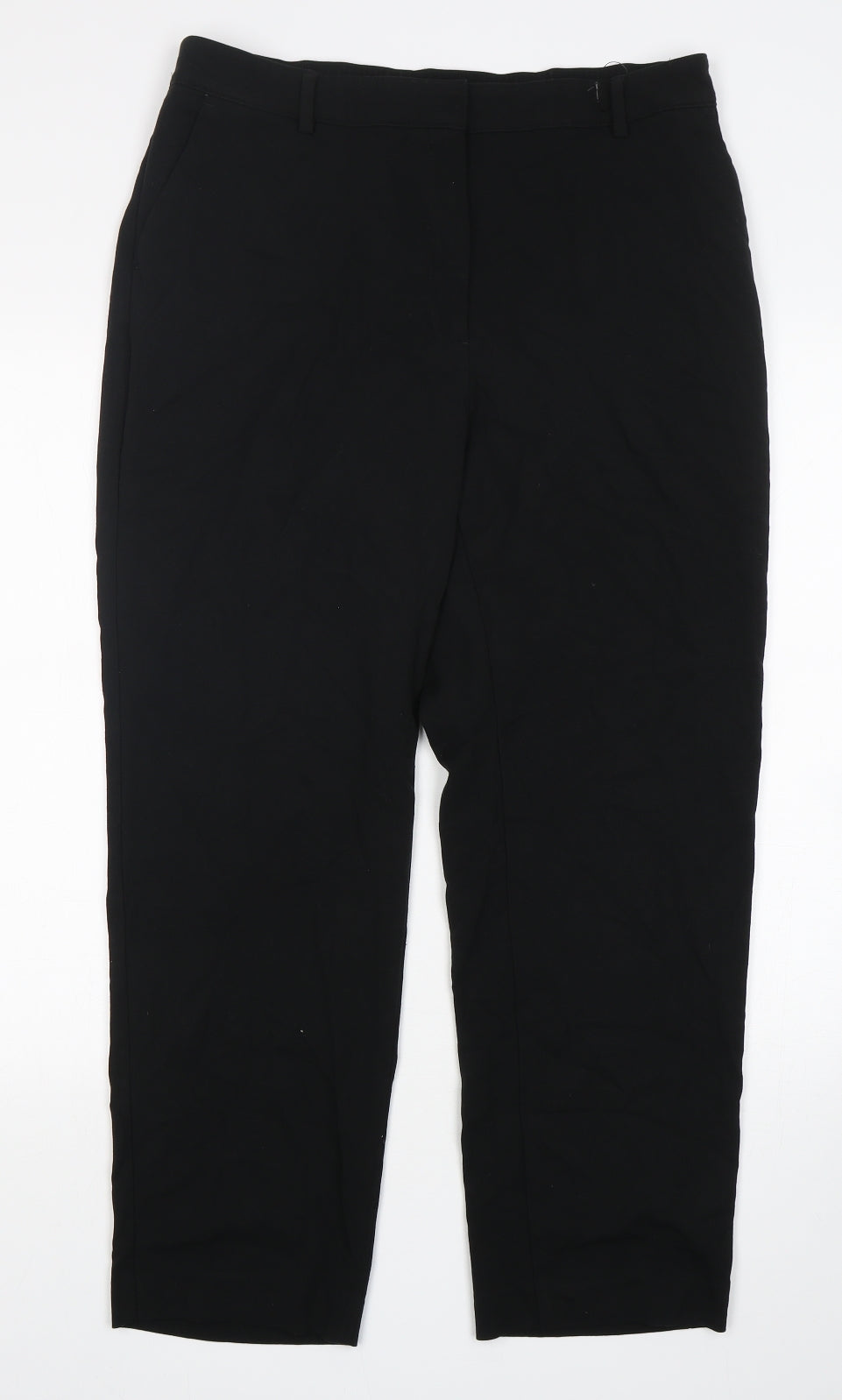 Marks and Spencer Womens Black  Polyester Trousers  Size 16 L28 in Regular Hook & Eye