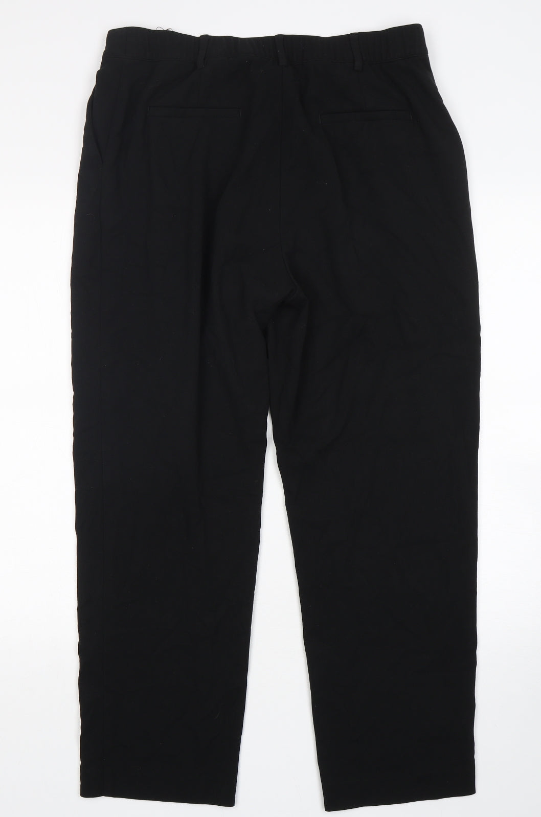 Marks and Spencer Womens Black  Polyester Trousers  Size 16 L28 in Regular Hook & Eye