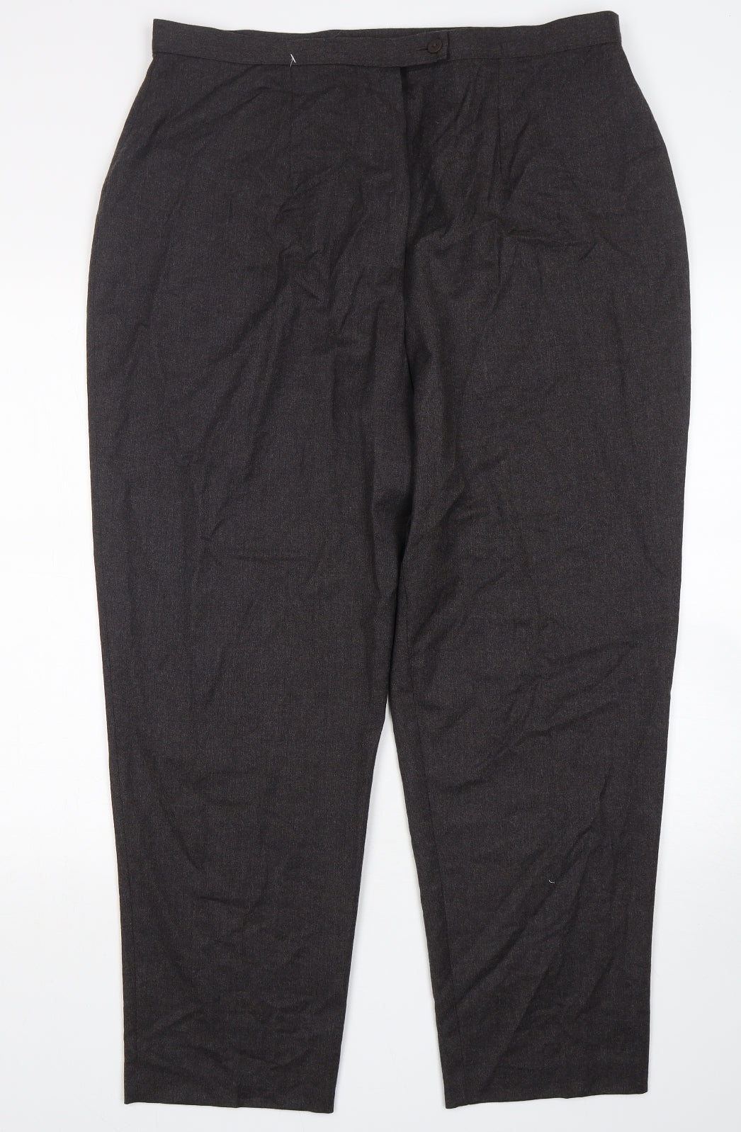Marks and Spencer Womens Brown  Wool Trousers  Size 20 L29 in Regular Button