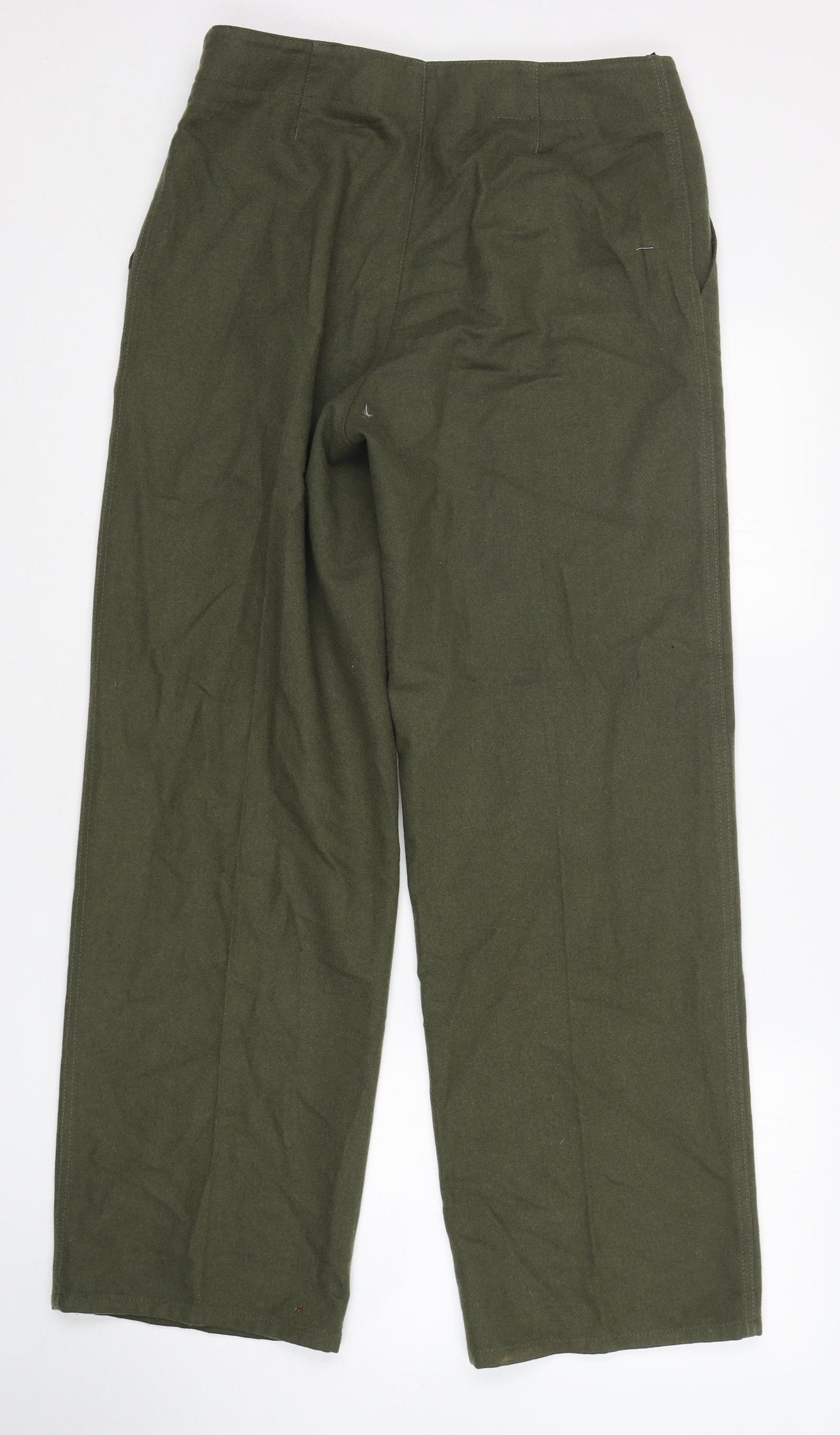 Marks and Spencer Womens Green  Wool Trousers  Size 14 L30 in Regular Button