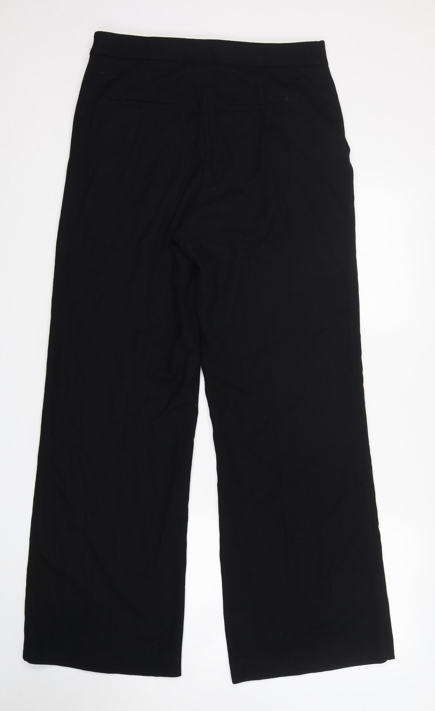 H&M Womens Black  Polyester Trousers  Size 14 L32 in Regular