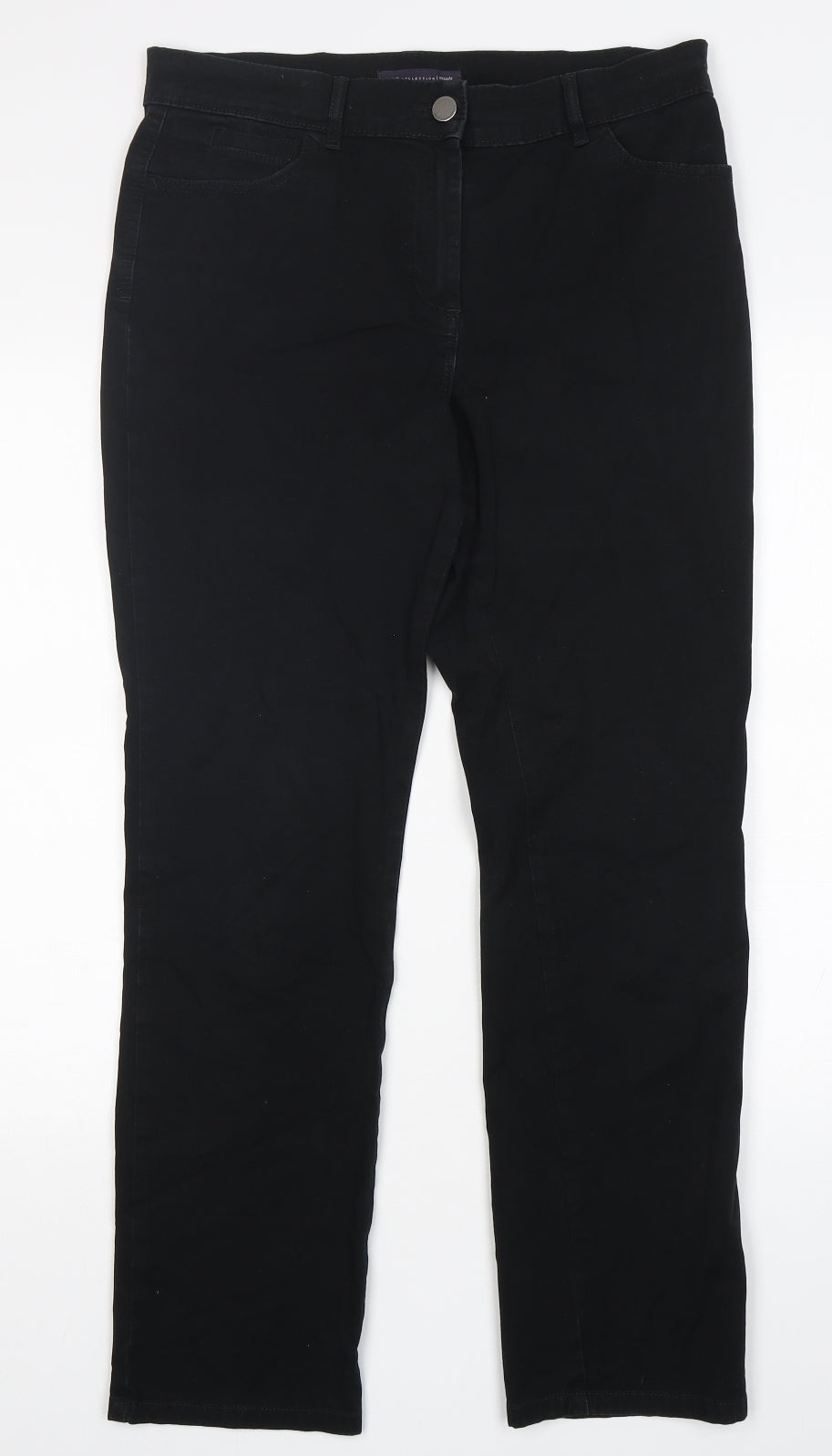 Marks and Spencer Womens Black  Cotton Chino Trousers Size 12 L30 in Regular Button