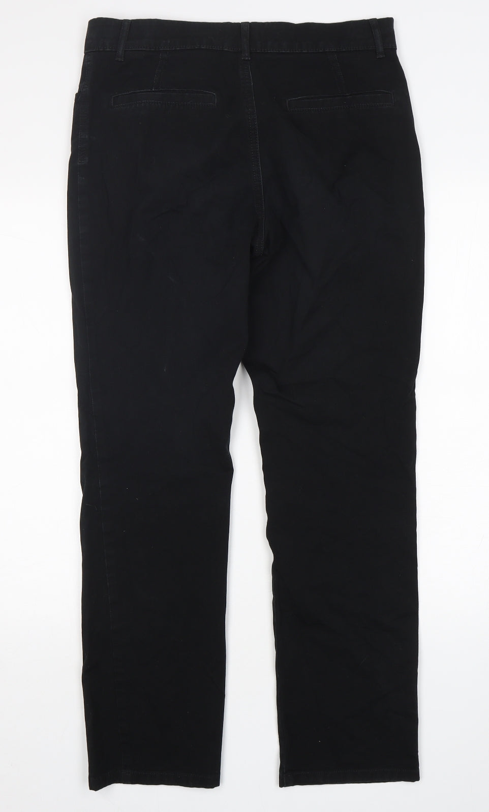 Marks and Spencer Womens Black  Cotton Chino Trousers Size 12 L30 in Regular Button