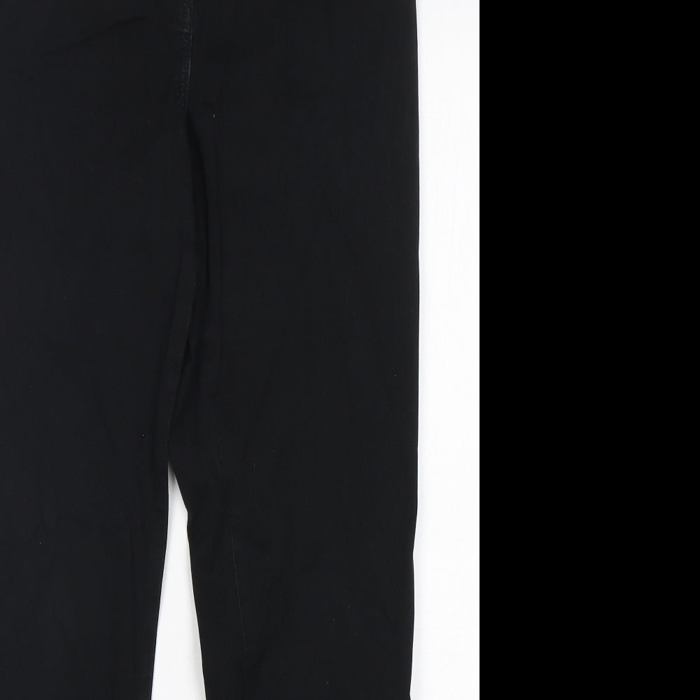 Marks and Spencer Womens Black  Cotton Chino Trousers Size 12 L30 in Regular Button
