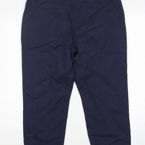 NEXT Womens Blue  Cotton Cropped Trousers Size 14 L24 in Regular Button
