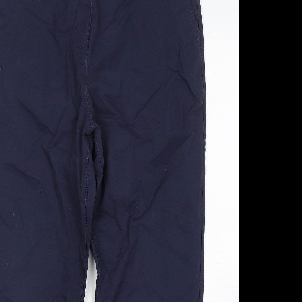 NEXT Womens Blue  Cotton Cropped Trousers Size 14 L24 in Regular Button