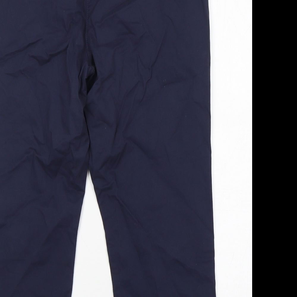 NEXT Womens Blue  Cotton Cropped Trousers Size 14 L24 in Regular Button
