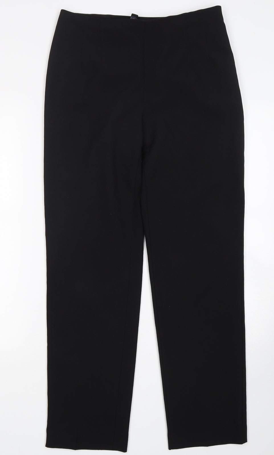 Marks and Spencer Womens Black  Polyester Trousers  Size 12 L32 in Regular Zip
