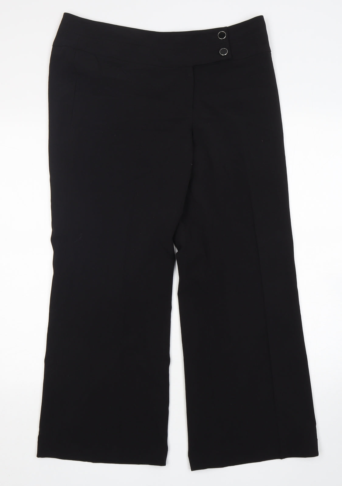 Debenhams Womens Black  Polyester Trousers  Size 14 L28 in Regular Button