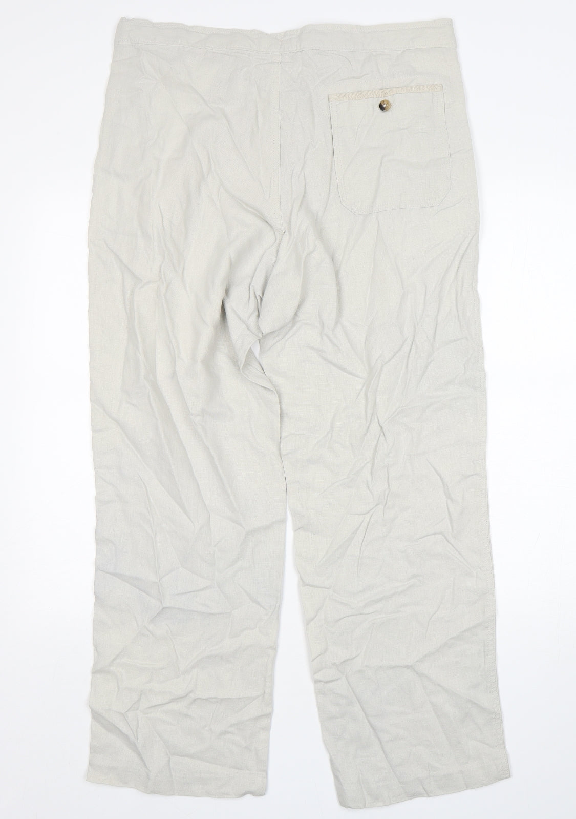 Marks and Spencer Mens Beige  Linen Trousers  Size 36 L33 in Regular Button