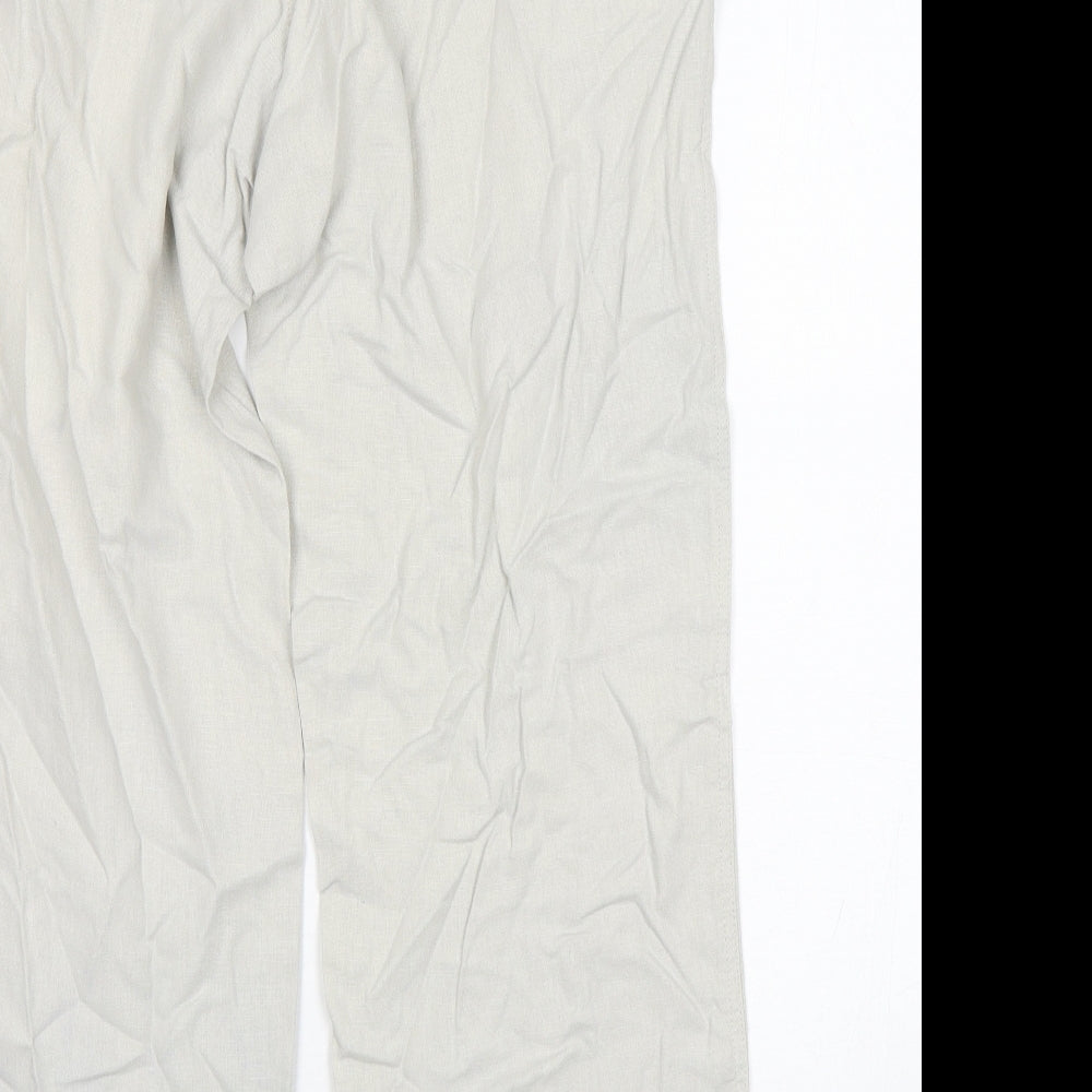Marks and Spencer Mens Beige  Linen Trousers  Size 36 L33 in Regular Button