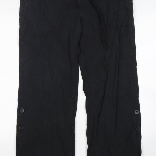 Dorothy Perkins Womens Black  Cotton Chino Trousers Size 14 L31 in Regular Button
