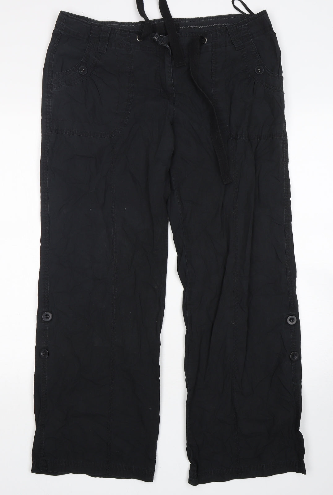 Dorothy Perkins Womens Black  Cotton Chino Trousers Size 14 L31 in Regular Button