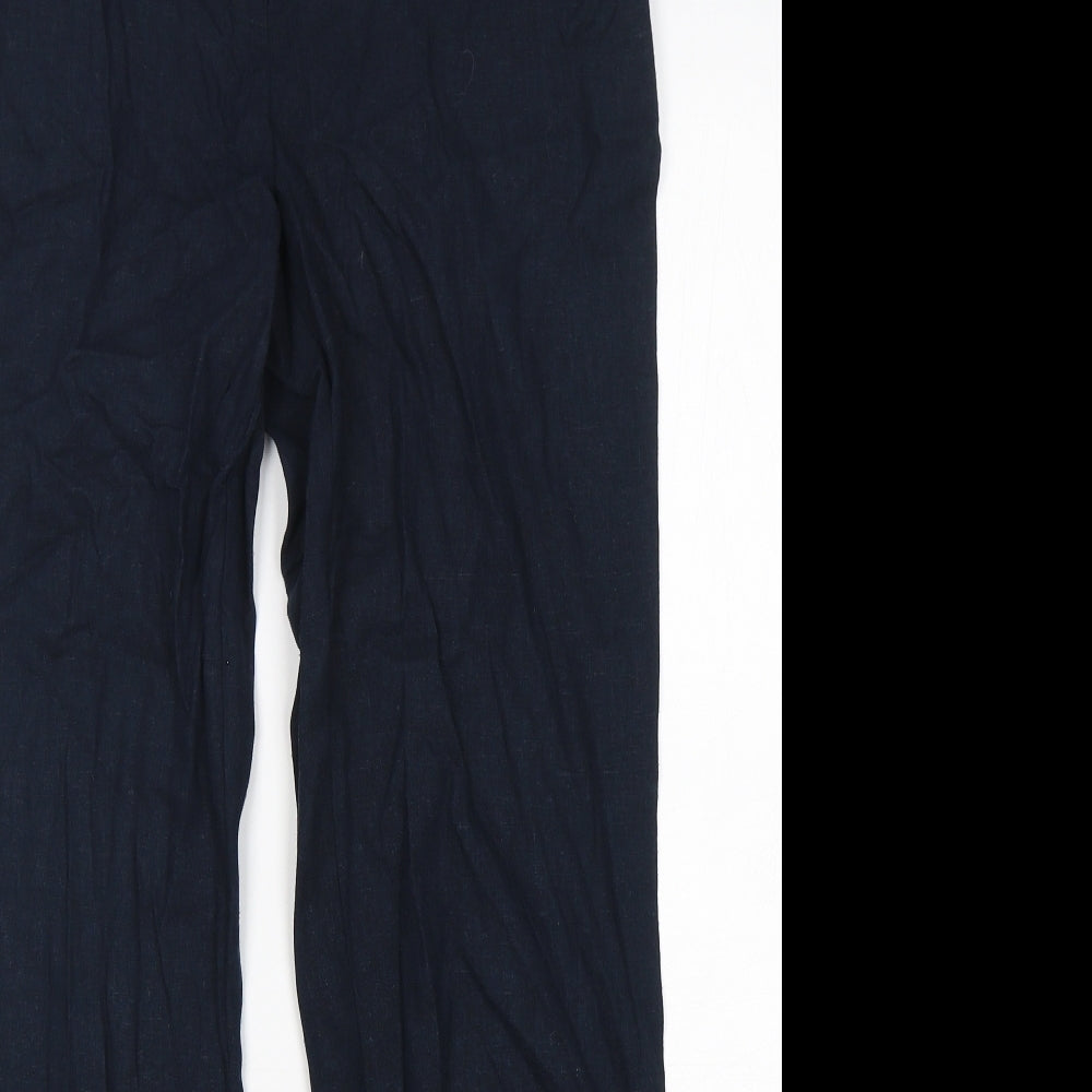 Atmosphere Womens Blue  Linen Chino Trousers Size 12 L30 in Regular Button