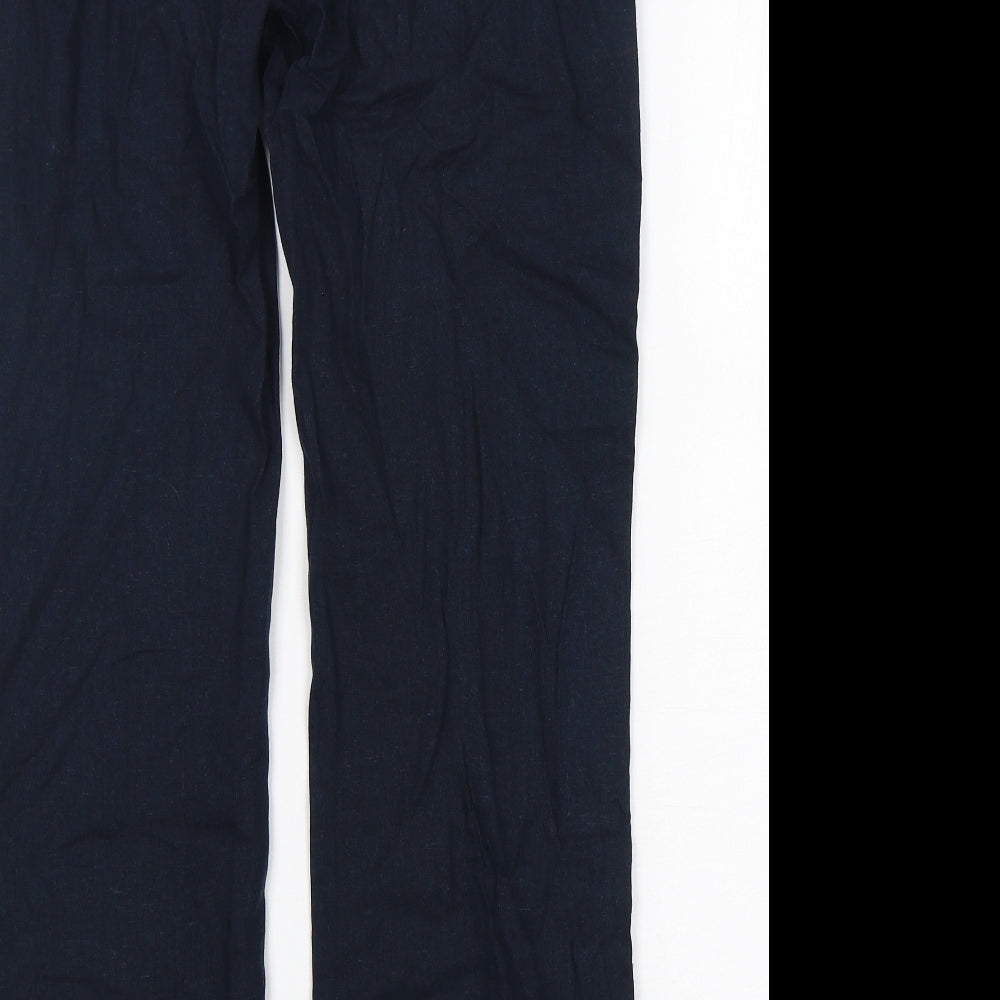 Atmosphere Womens Blue  Linen Chino Trousers Size 12 L30 in Regular Button