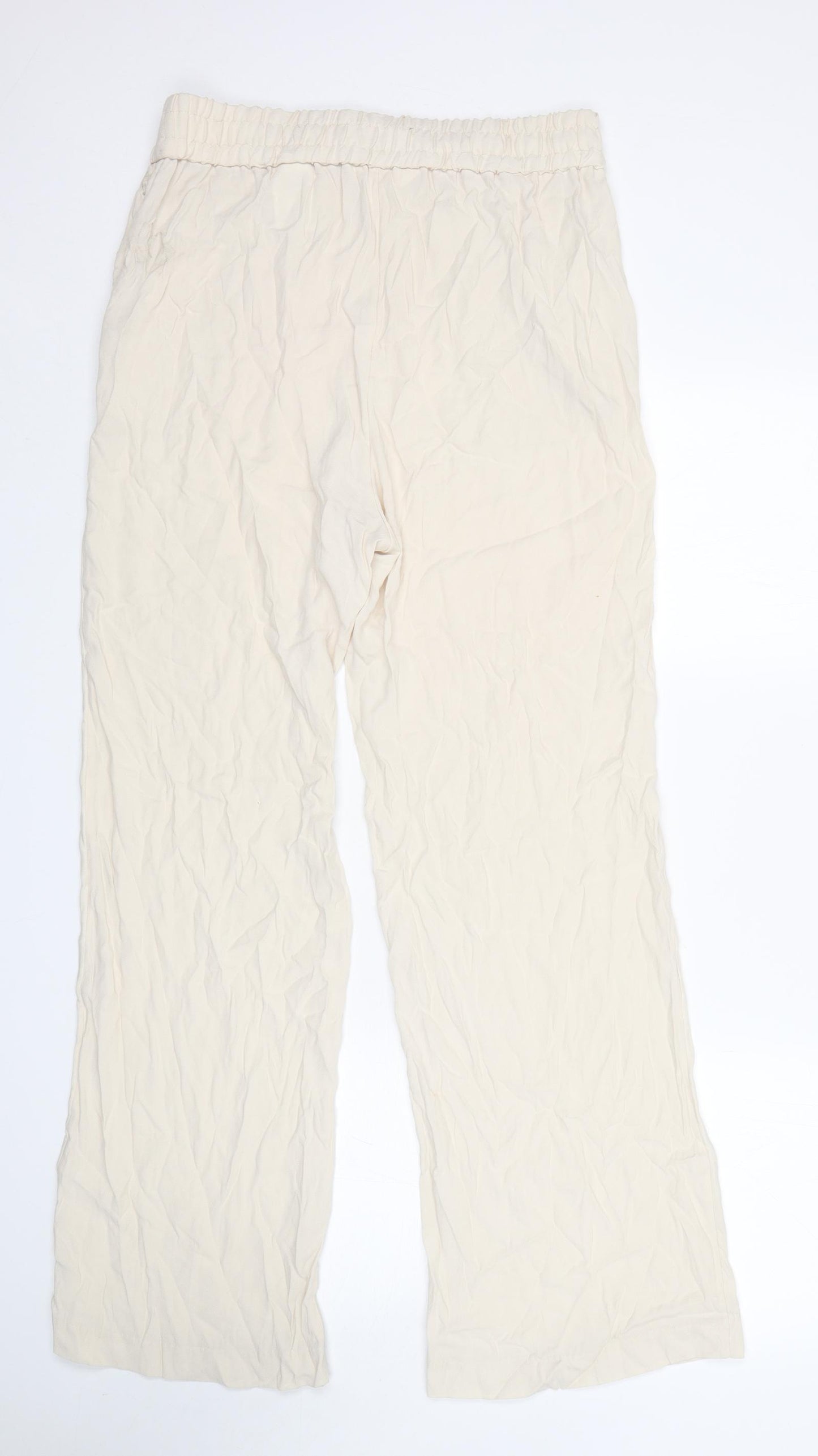H&M Womens Beige  Lyocell Trousers  Size M L32 in Regular