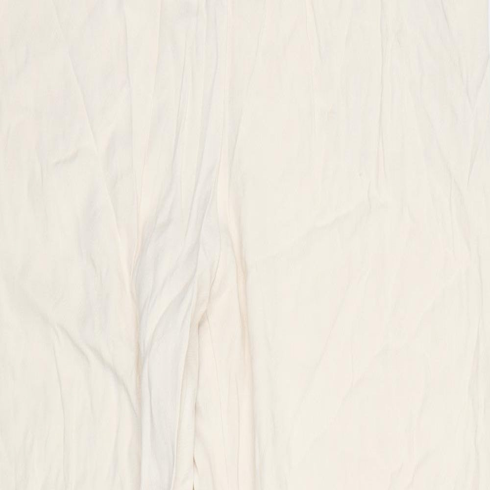 H&M Womens Beige  Lyocell Trousers  Size M L32 in Regular