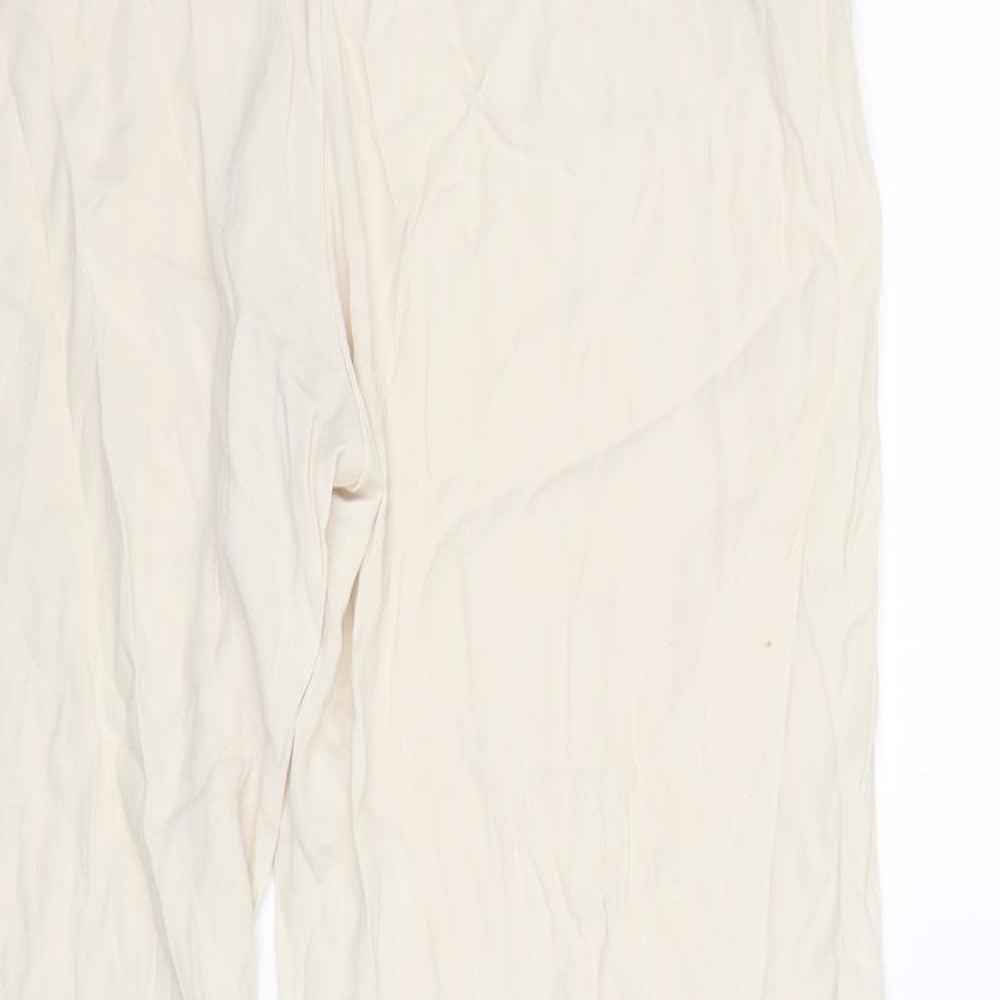 H&M Womens Beige  Lyocell Trousers  Size M L32 in Regular