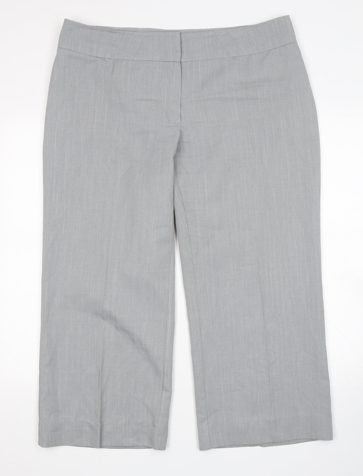 Marks and Spencer Womens Grey  Polyester Cropped Trousers Size 18 L26 in Regular Button