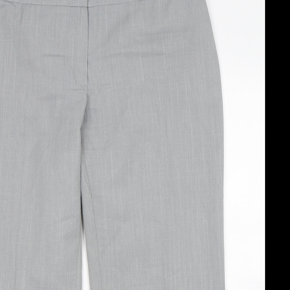 Marks and Spencer Womens Grey  Polyester Cropped Trousers Size 18 L26 in Regular Button