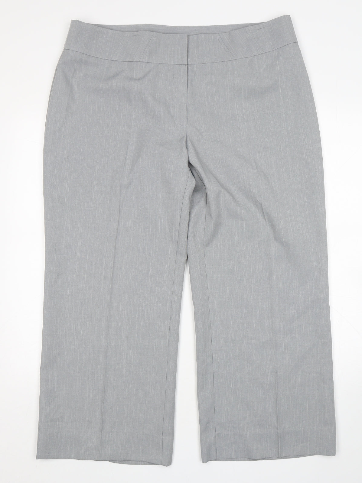 Marks and Spencer Womens Grey  Polyester Cropped Trousers Size 18 L27 in Regular Hook & Eye