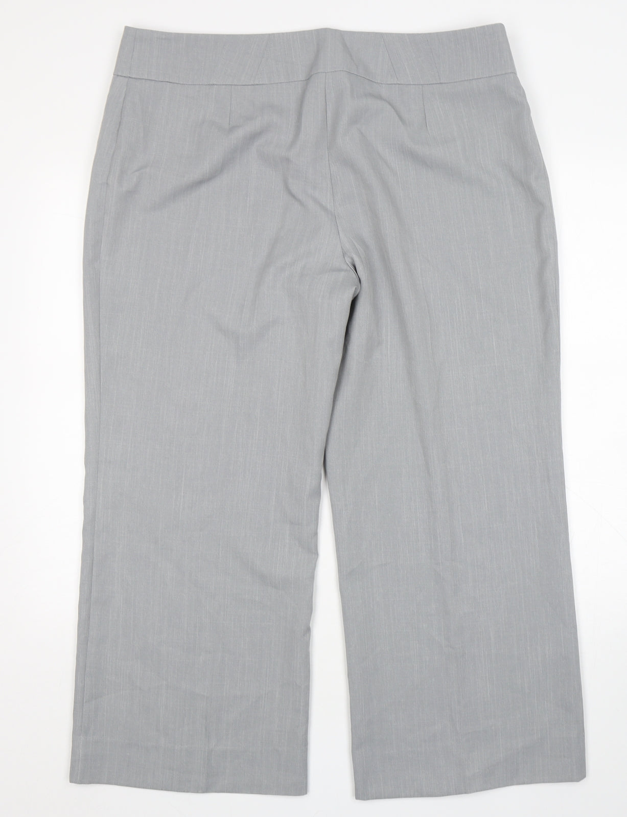 Marks and Spencer Womens Grey  Polyester Cropped Trousers Size 18 L27 in Regular Hook & Eye