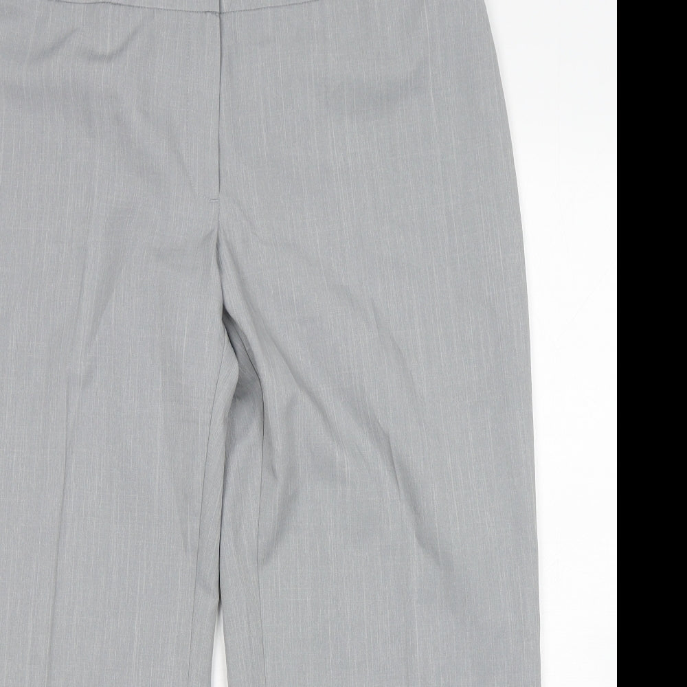 Marks and Spencer Womens Grey  Polyester Cropped Trousers Size 18 L27 in Regular Hook & Eye