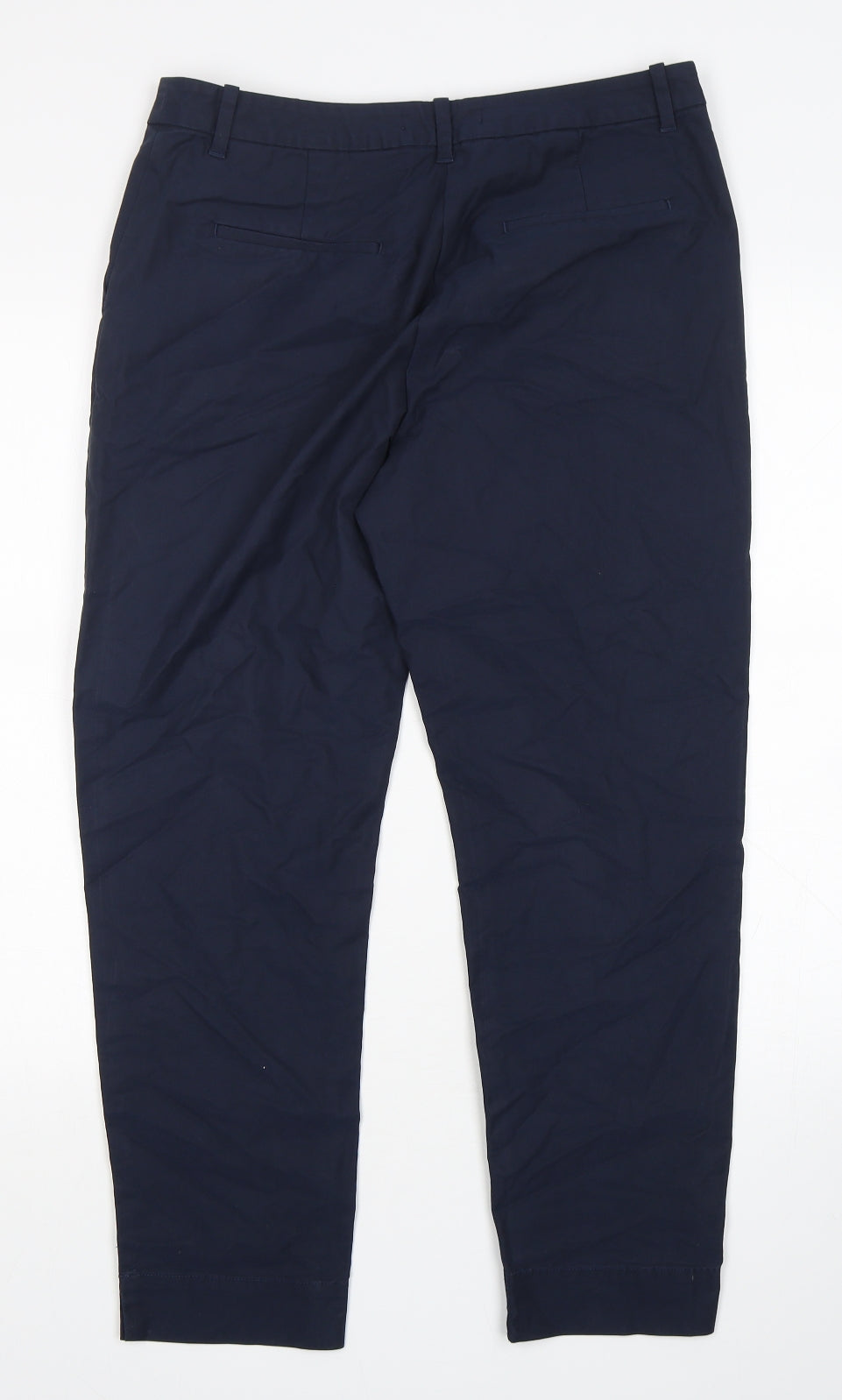 Marks and Spencer Womens Blue  Cotton Chino Trousers Size 12 L27 in Regular Button