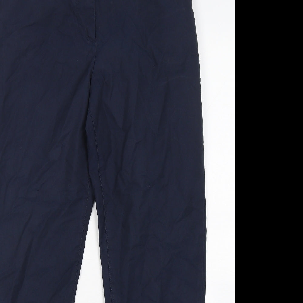 Marks and Spencer Womens Blue  Cotton Chino Trousers Size 12 L27 in Regular Button