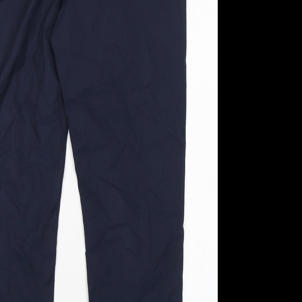 Marks and Spencer Womens Blue  Cotton Chino Trousers Size 12 L27 in Regular Button