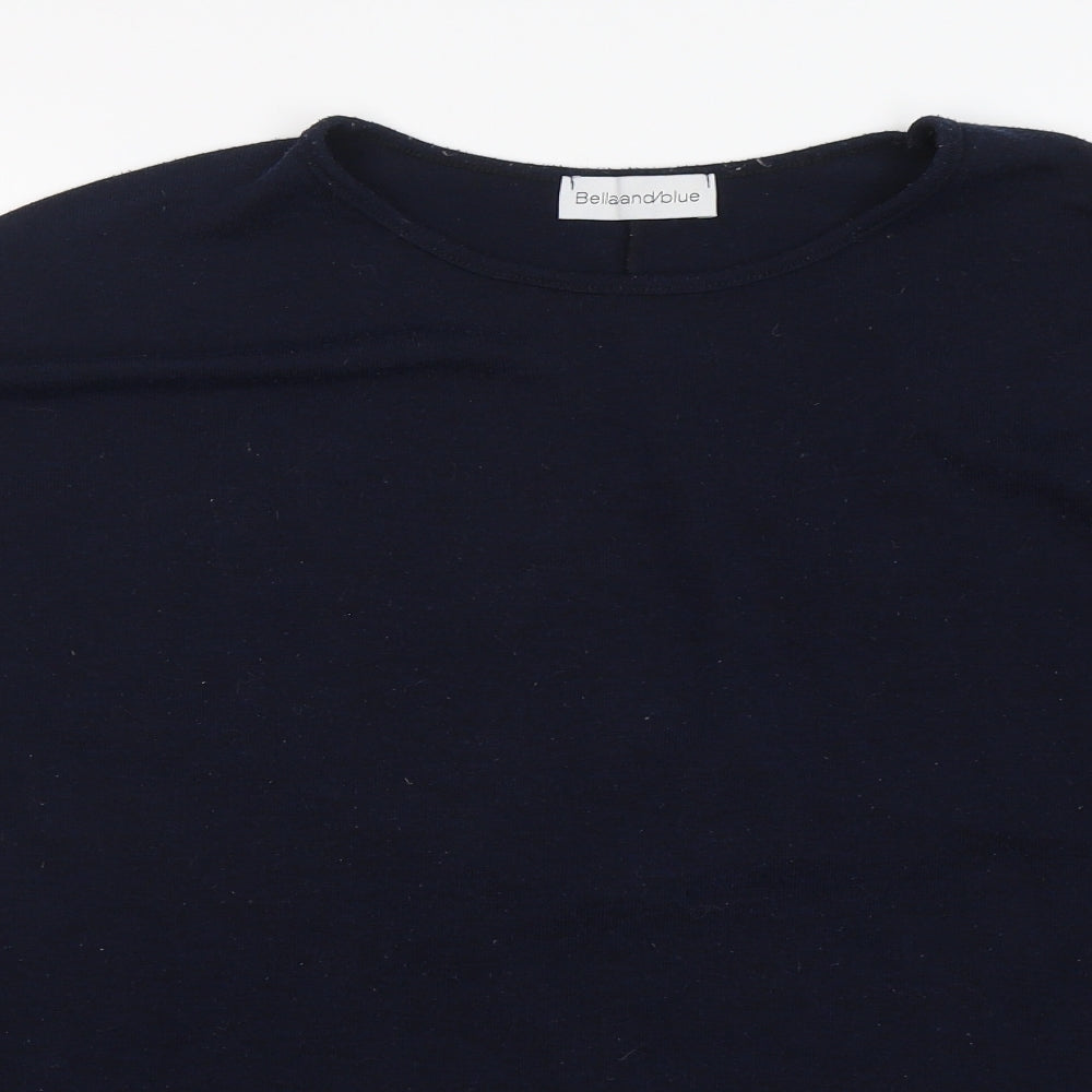 Bella and Blue Womens Blue Round Neck  Polyester Pullover Jumper One Size