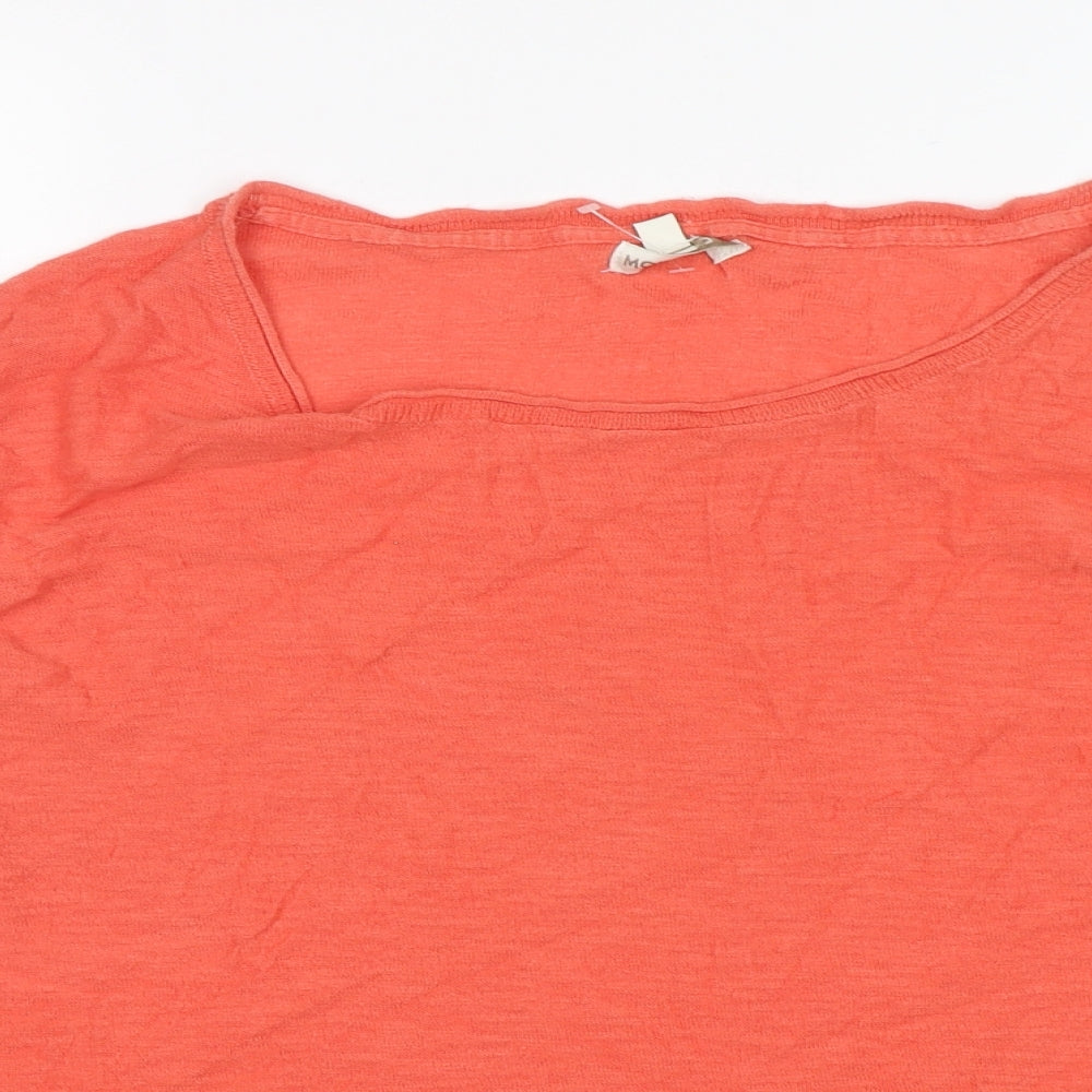 Monsoon Womens Orange  Cotton Basic T-Shirt Size XL Round Neck