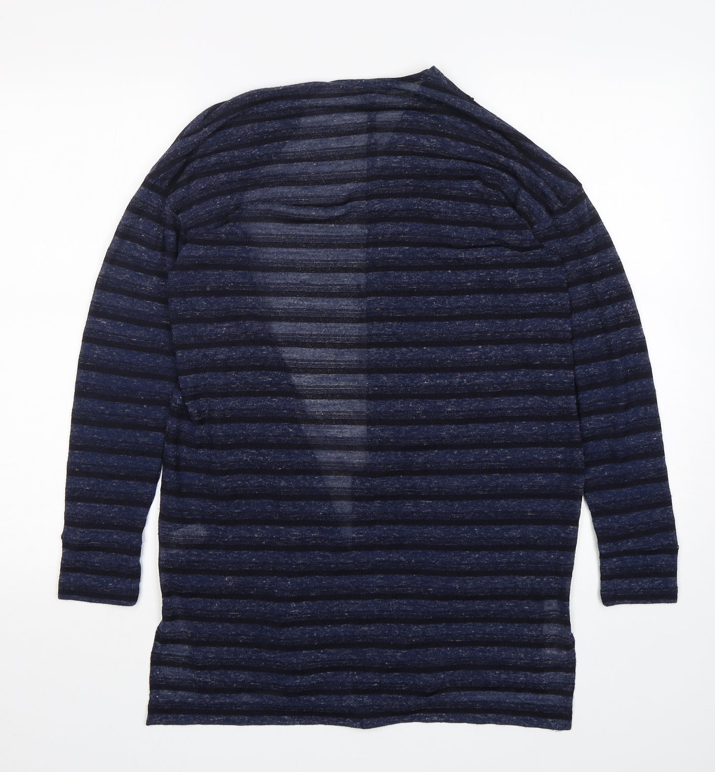 NEXT Womens Blue V-Neck Striped Polyester Cardigan Jumper Size 14