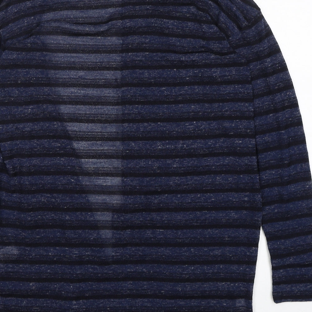NEXT Womens Blue V-Neck Striped Polyester Cardigan Jumper Size 14