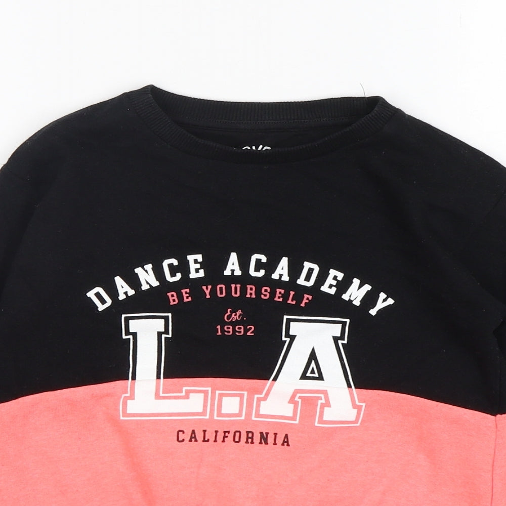F&F Girls Multicoloured Colourblock Cotton Pullover Sweatshirt Size 8-9 Years  Pullover