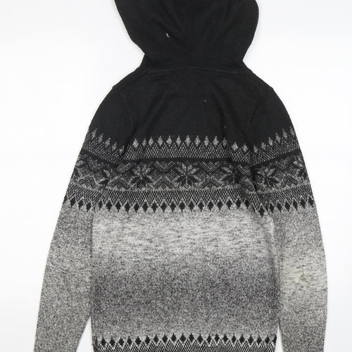 NEXT Mens Multicoloured Fair Isle Acrylic Pullover Hoodie Size XS