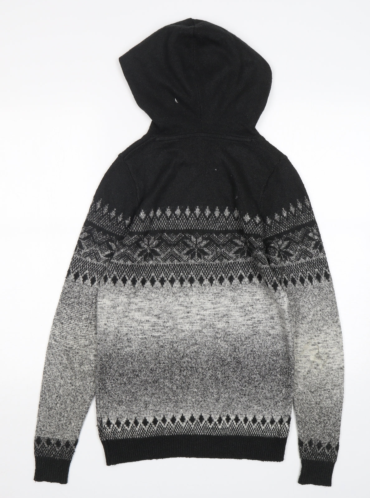 NEXT Mens Multicoloured Fair Isle Acrylic Pullover Hoodie Size XS