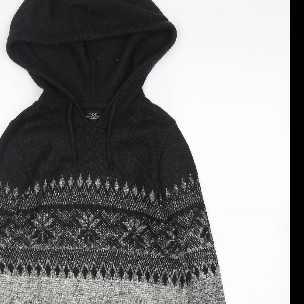 NEXT Mens Multicoloured Fair Isle Acrylic Pullover Hoodie Size XS