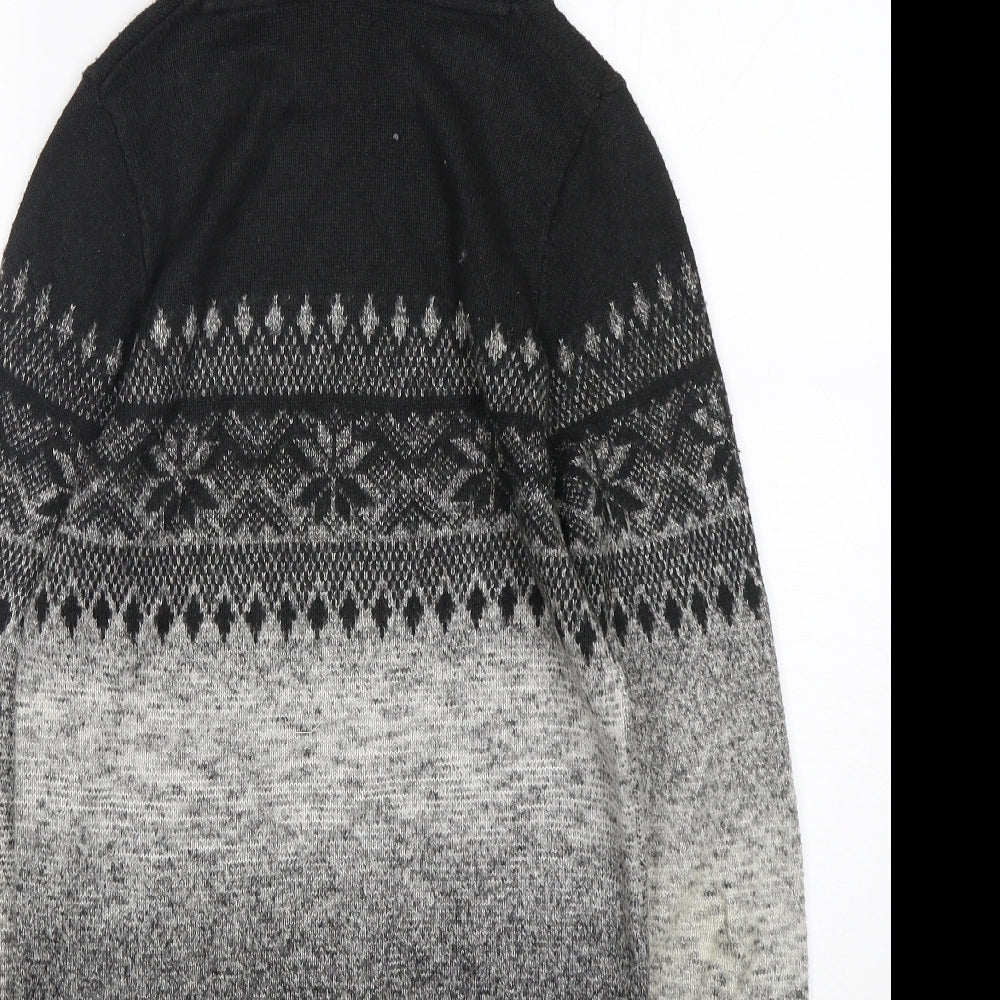 NEXT Mens Multicoloured Fair Isle Acrylic Pullover Hoodie Size XS